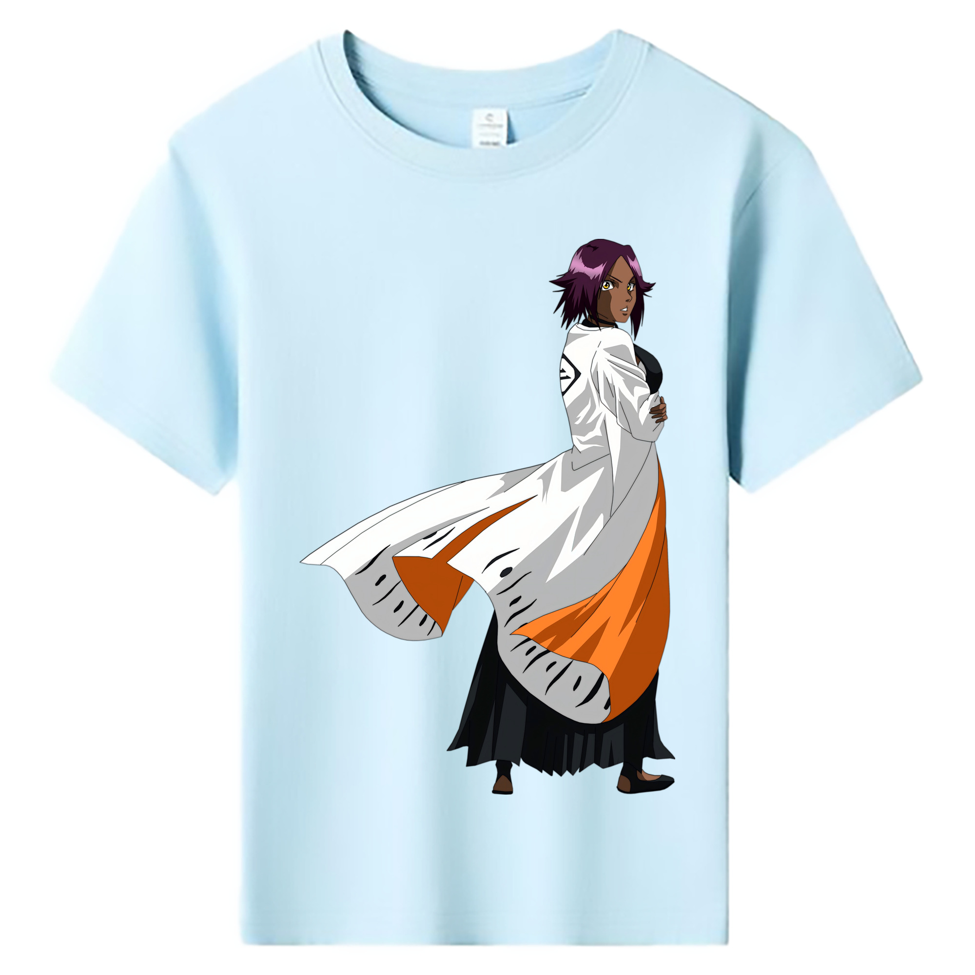（画像用） ブリーチ 四楓院 夜一（しほういん よるいち） BLEACH Shihouin Yoruichi 綿100％キッズTシャツ（フロントプリント）